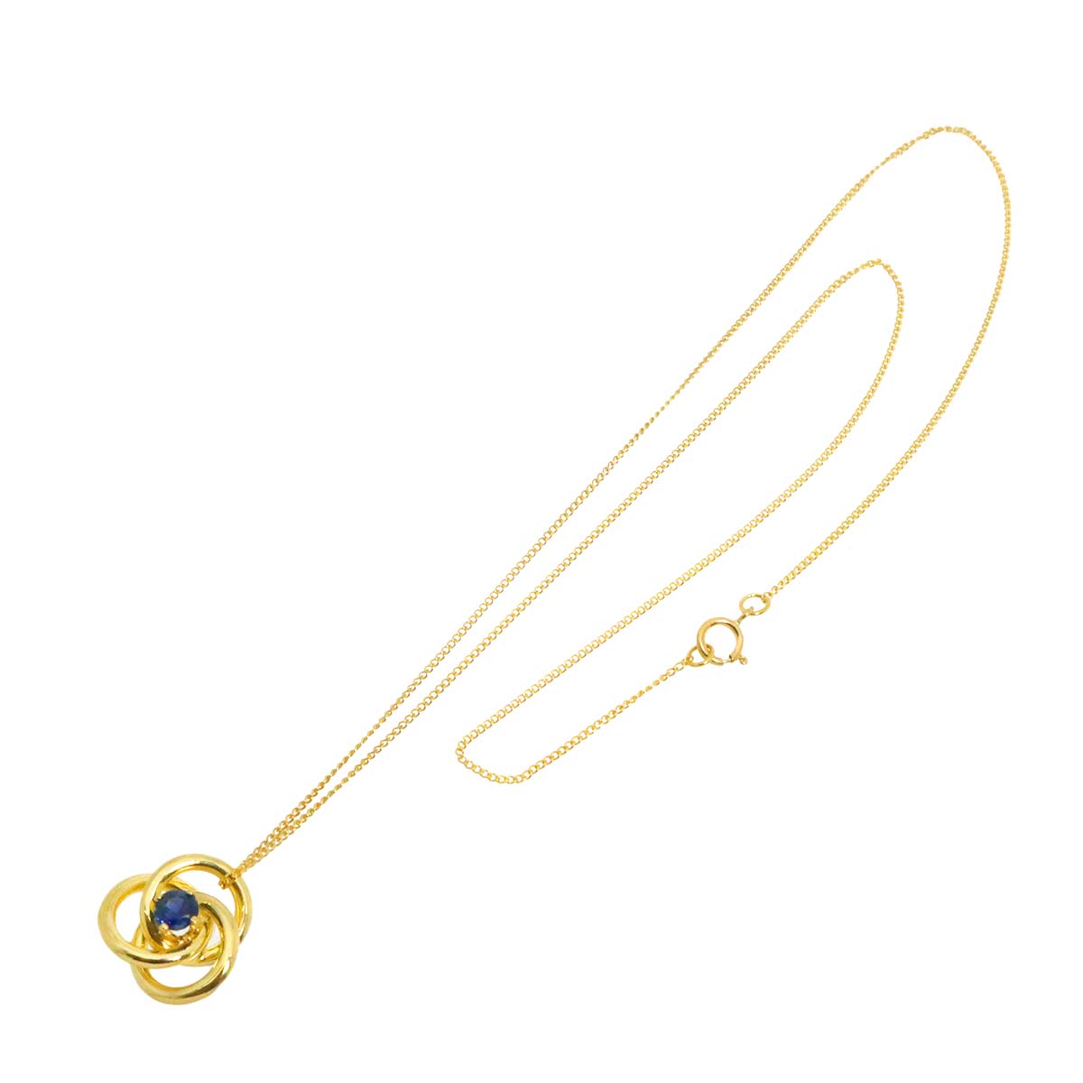 Triple Circle Sapphire Necklace 18K Yellow Gold 750