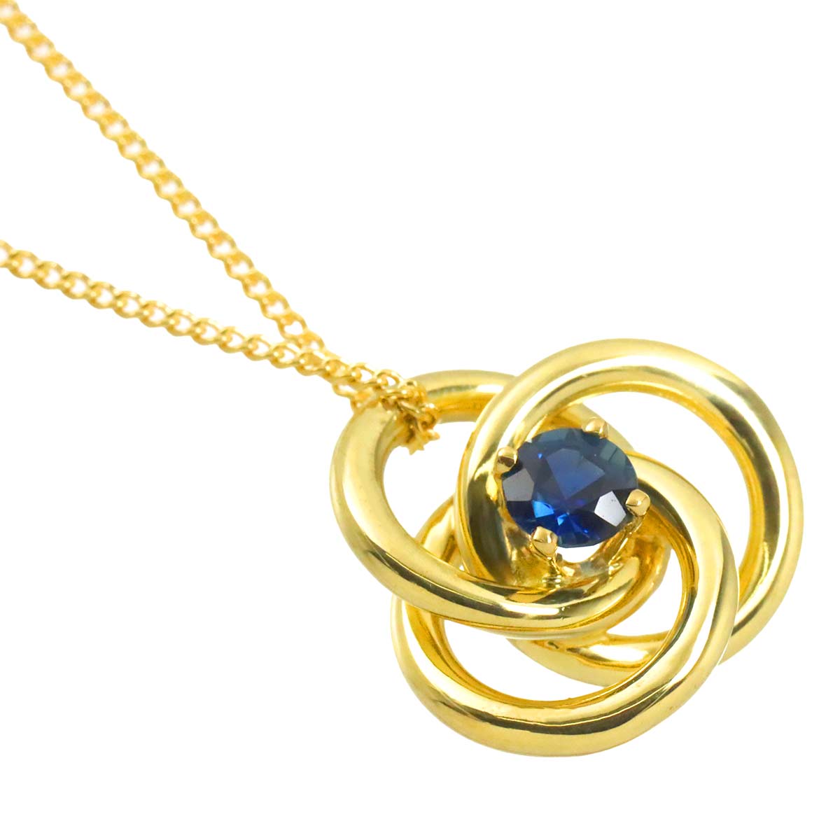Triple Circle Sapphire Necklace 18K Yellow Gold 750