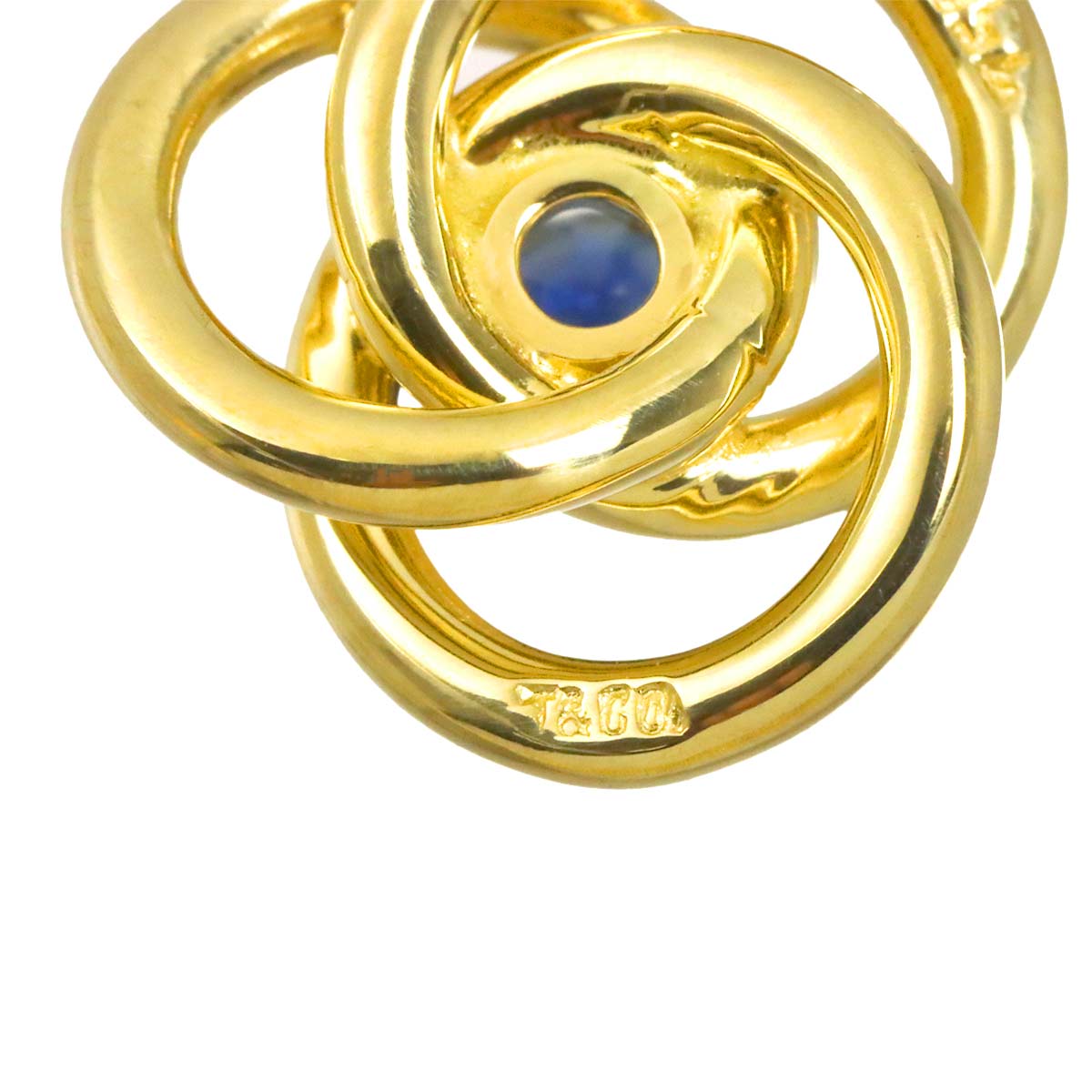 Triple Circle Sapphire Necklace 18K Yellow Gold 750