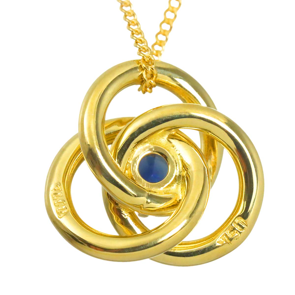 Triple Circle Sapphire Necklace 18K Yellow Gold 750