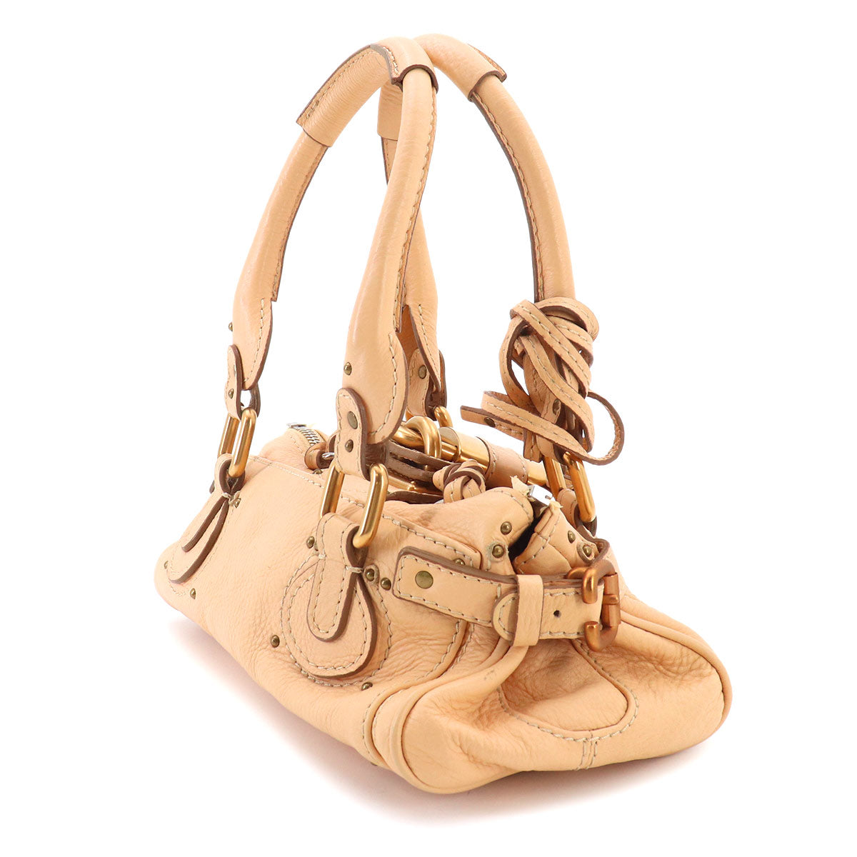 Mini Paddington Hand Bag Leather Beige Purse