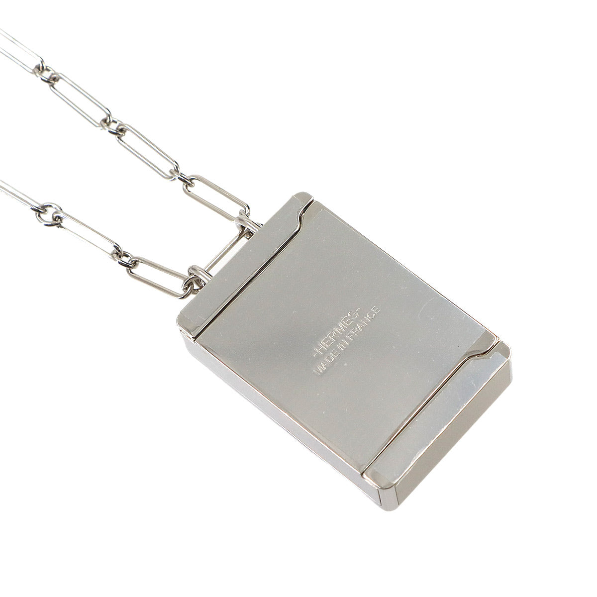 HERMES Boite a Reves Pendant Necklace Silver Red