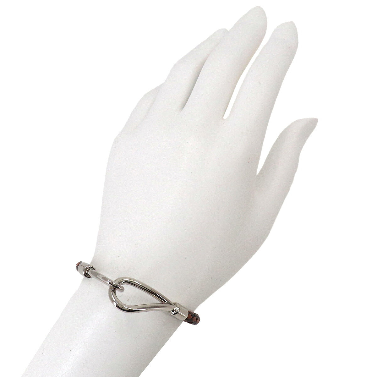 Jumbo H Bracelet Leather Brown Black Silver Accessory