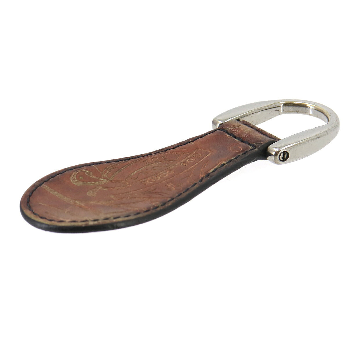 Calligraphy Shoehorn Key Chain Venezia Leather Brown