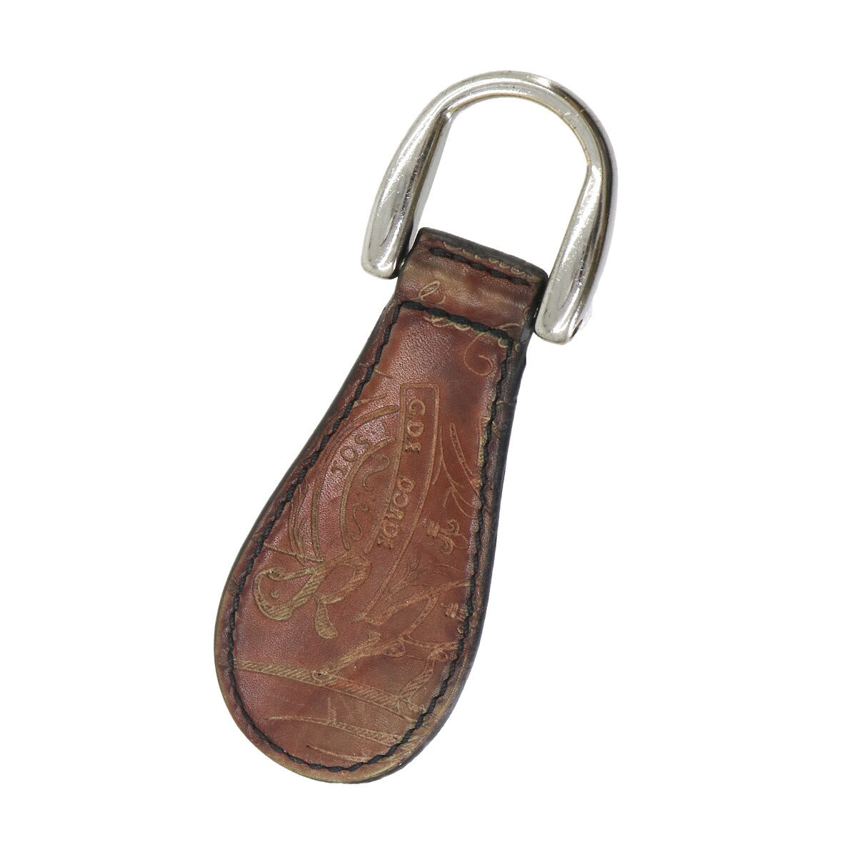 Calligraphy Shoehorn Key Chain Venezia Leather Brown