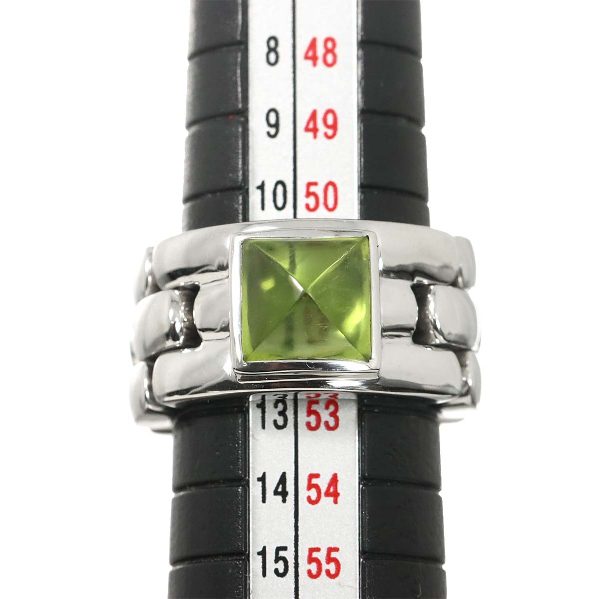 Kysis Pyramid Peridot Ring 18K White Gold 750 size5.75-6(US)