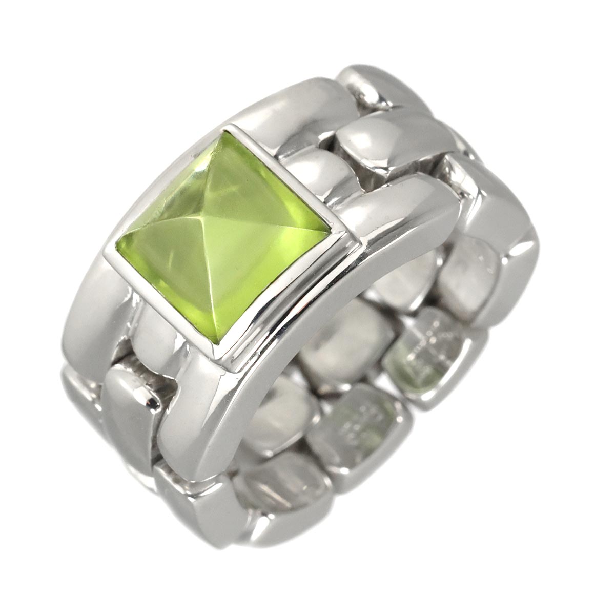 Kysis Pyramid Peridot Ring 18K White Gold 750 size5.75-6(US)
