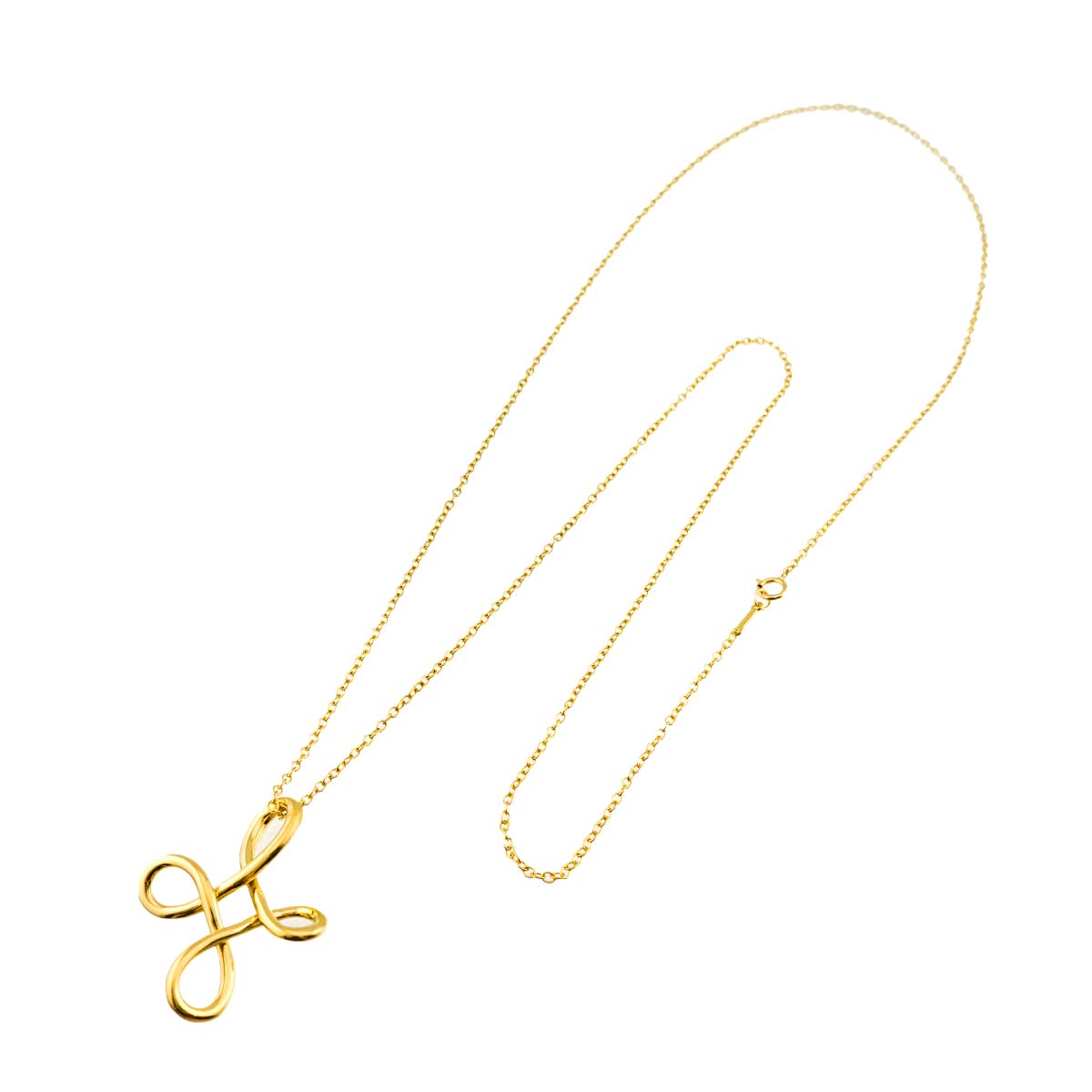 Infinity Cross Long Necklace 18K Yellow Gold 750