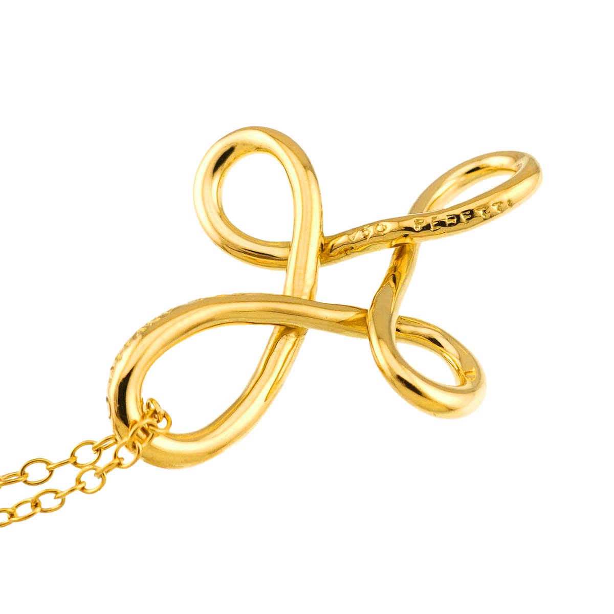 Infinity Cross Long Necklace 18K Yellow Gold 750