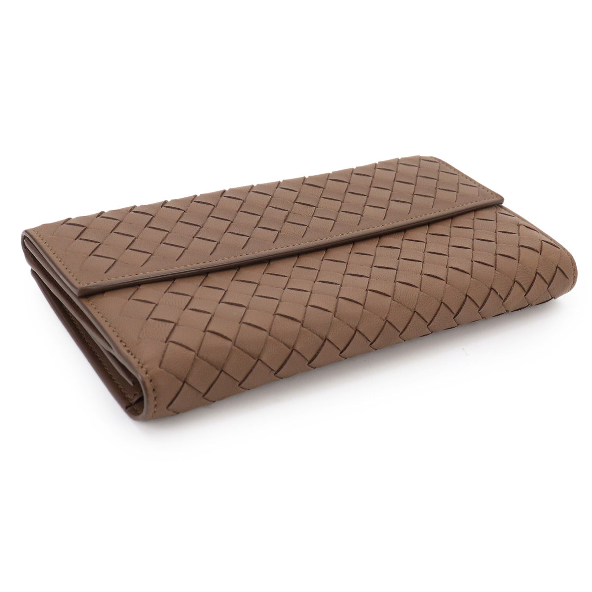Intrecciato Long Wallet Leather Brown 134075