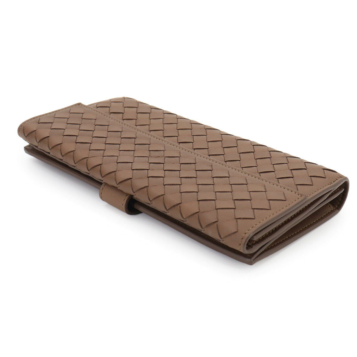 Intrecciato Long Wallet Leather Brown 134075