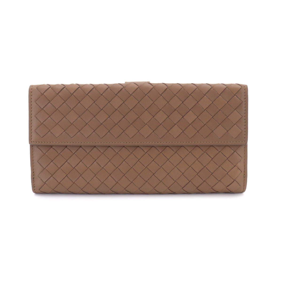 Intrecciato Long Wallet Leather Brown 134075