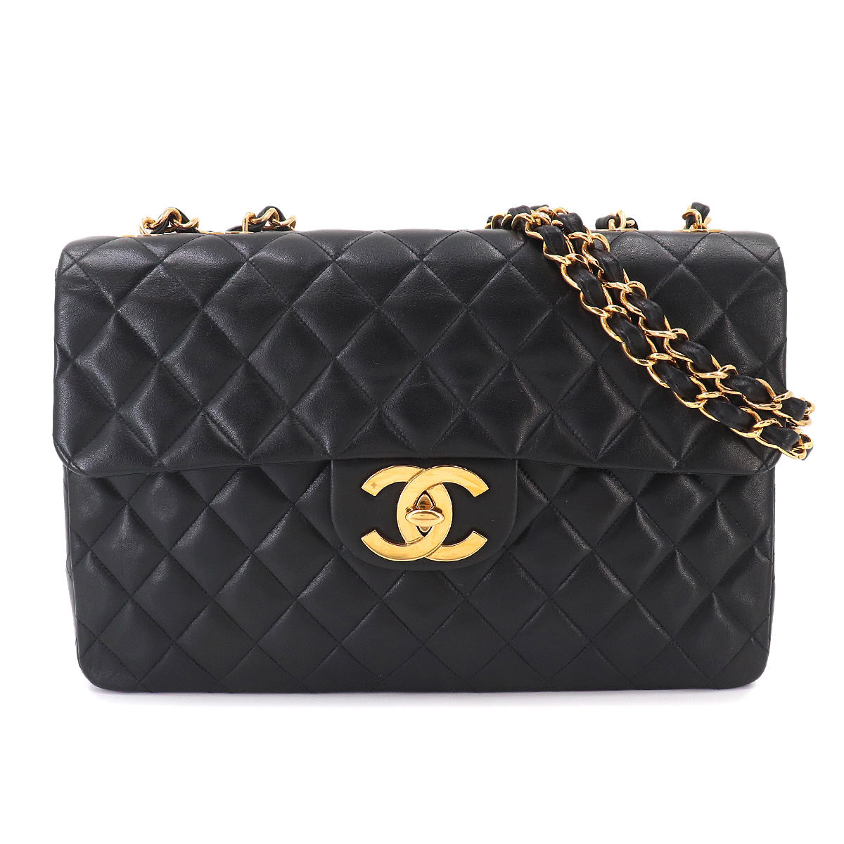 Matelasse 34 Chain Shoulder Bag Leather Black A01094 Vintage