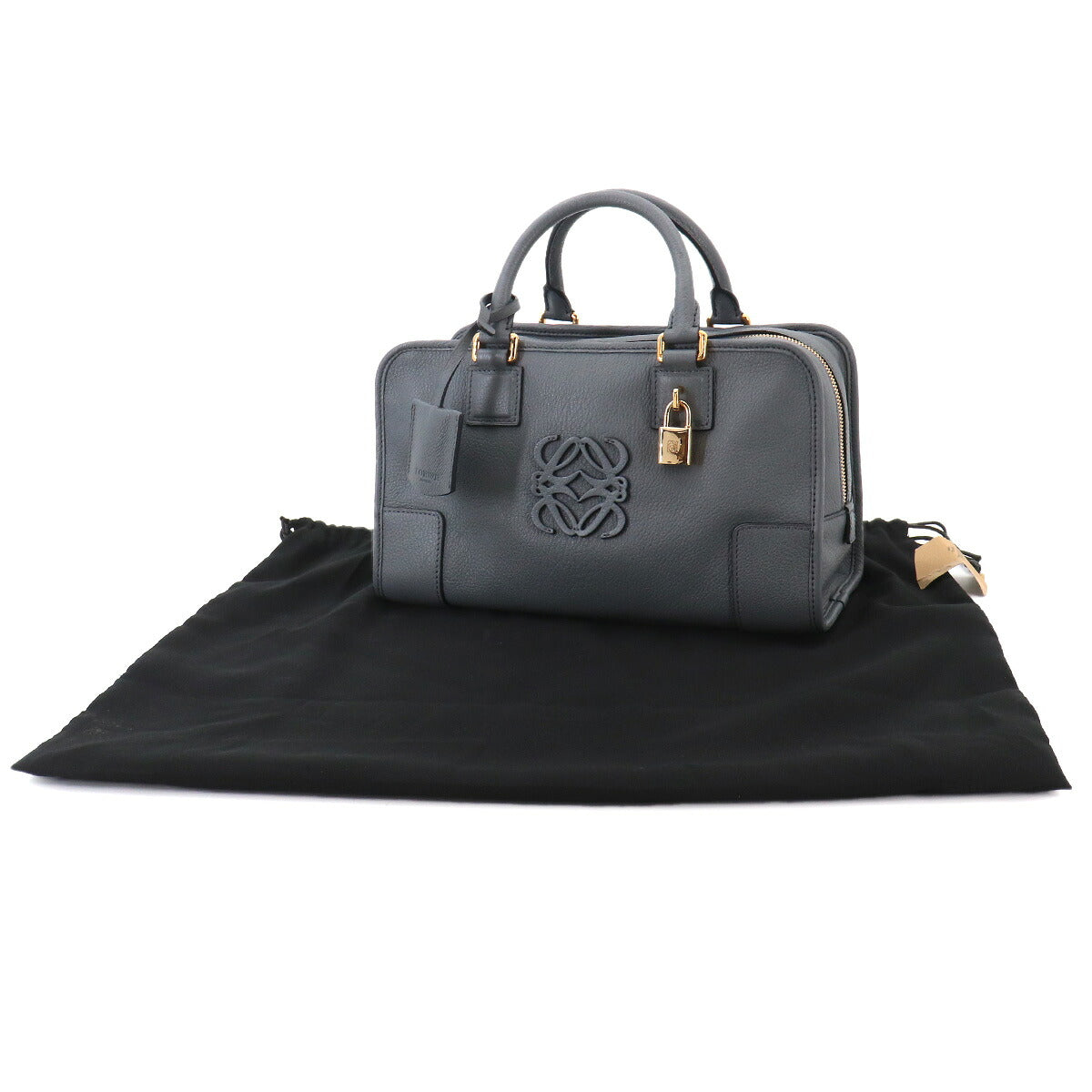 Amazona 28 Hand Bag Leather Gray Anagram Purse
