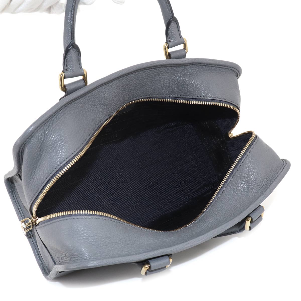 Amazona 28 Hand Bag Leather Gray Anagram Purse
