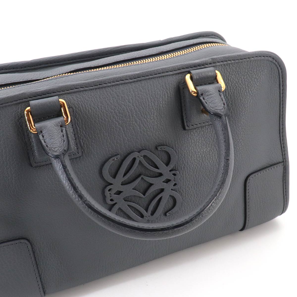 Amazona 28 Hand Bag Leather Gray Anagram Purse