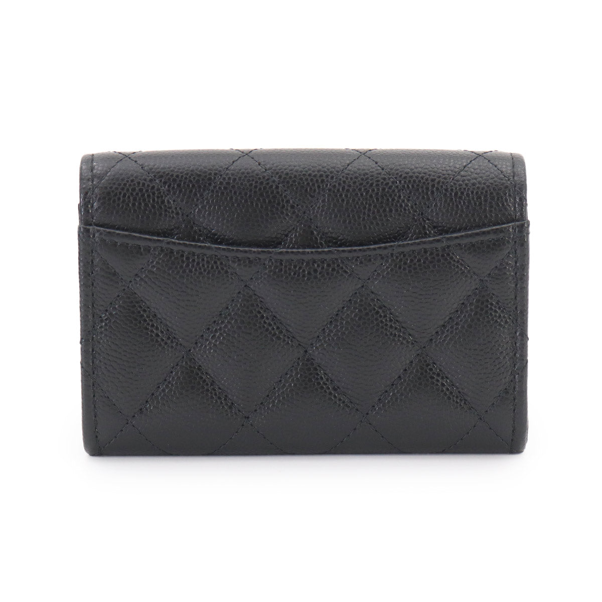 Matelasse Card Coin Purse Leather Black