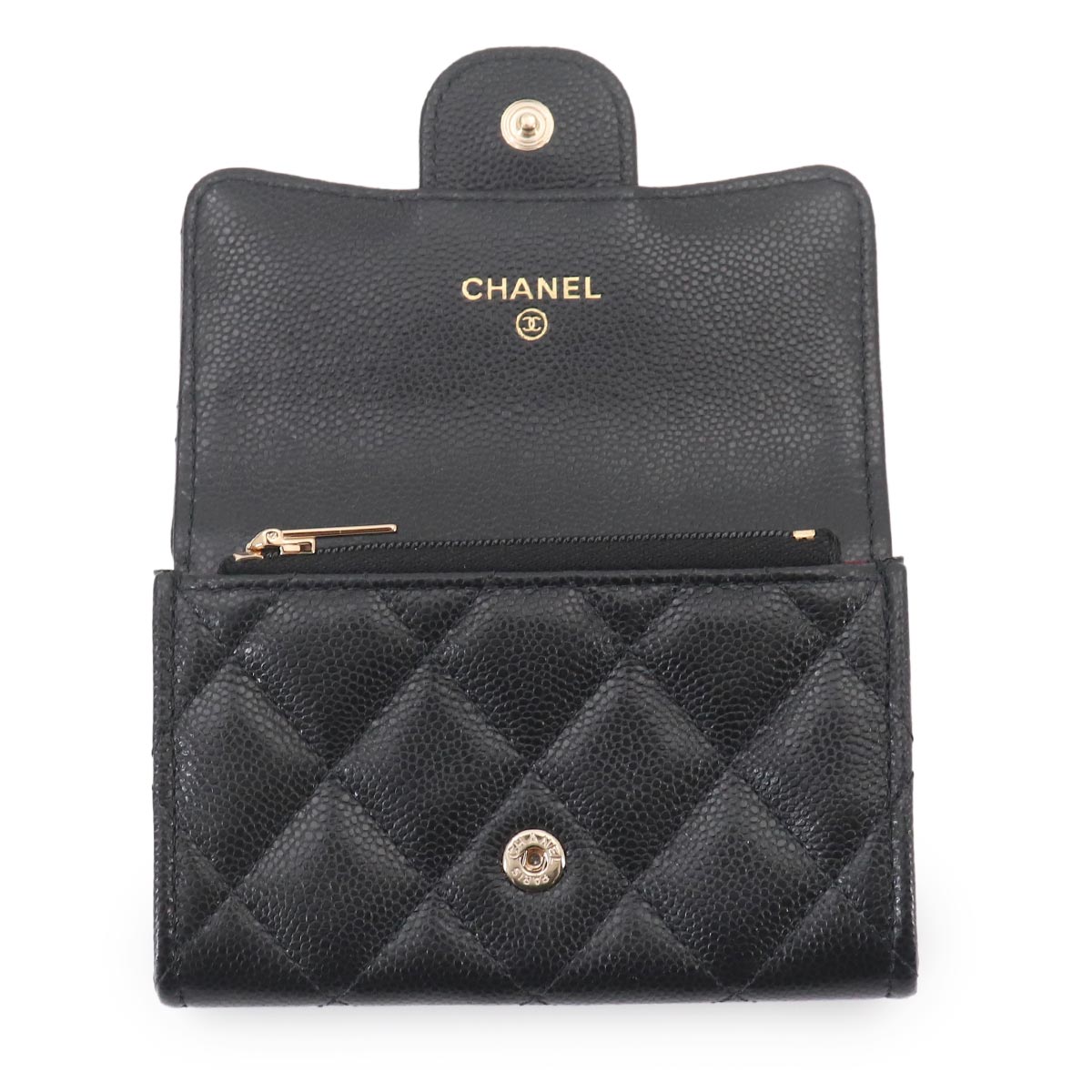 Matelasse Card Coin Purse Leather Black