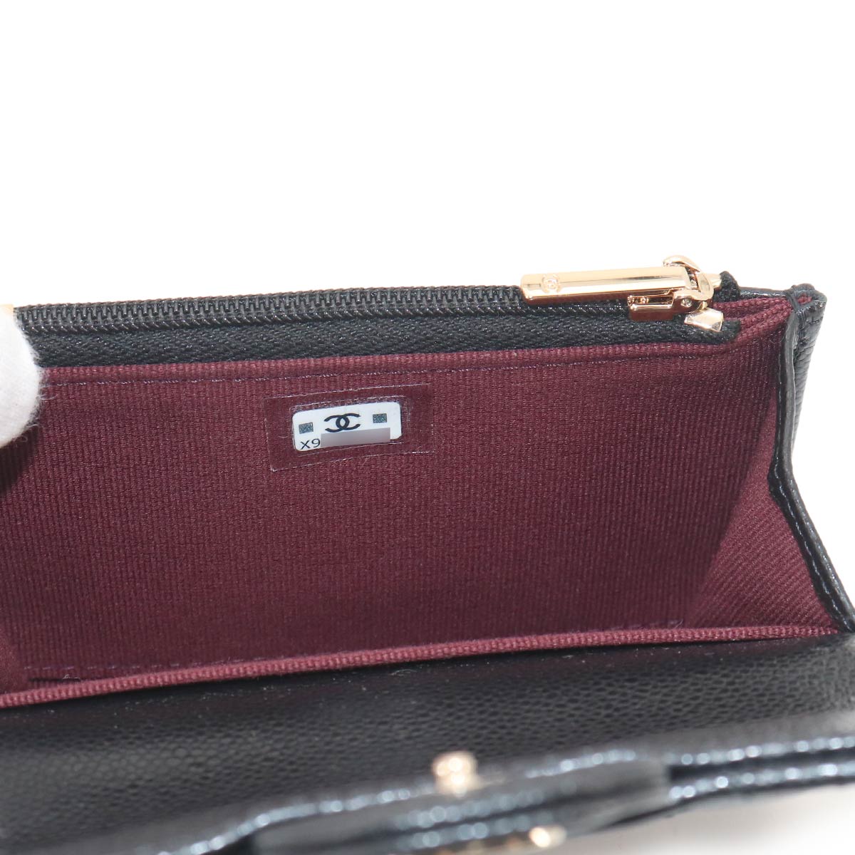 Matelasse Card Coin Purse Leather Black