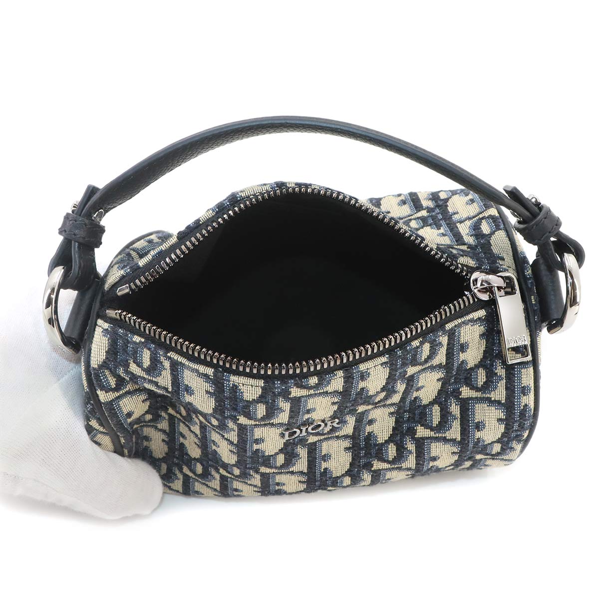 Oblique Mini Roller Shoulder Hand Bag Canvas Navy