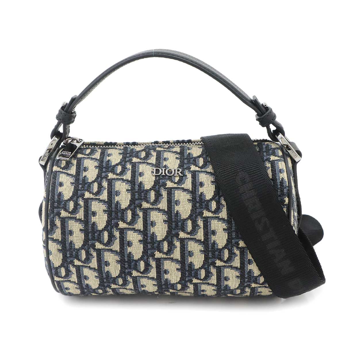 Oblique Mini Roller Shoulder Hand Bag Canvas Navy