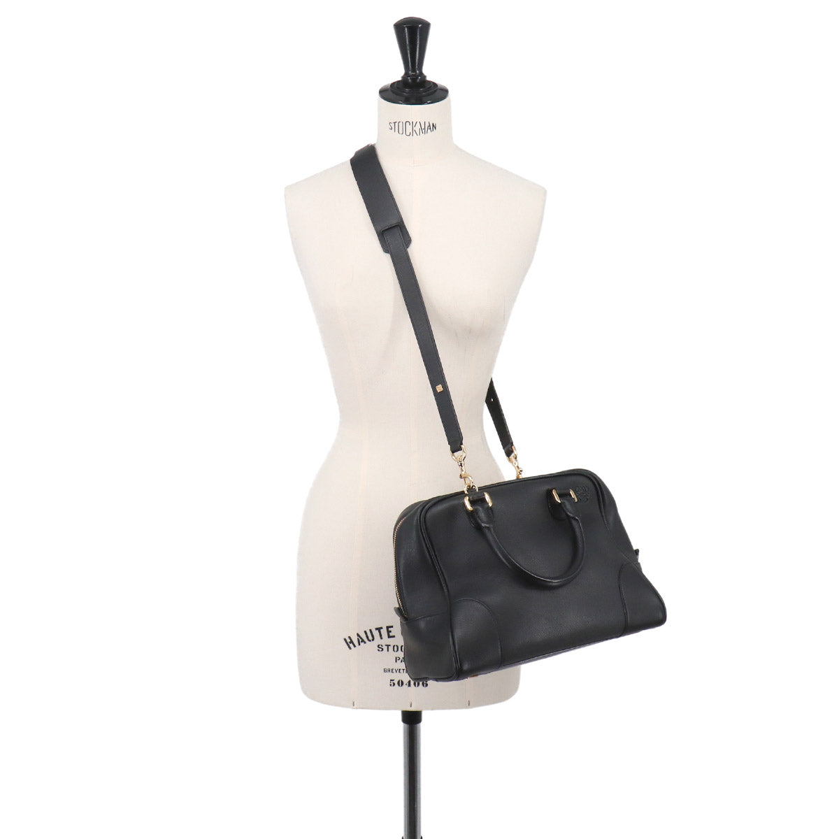 Amazona 75 Medium 2way Hand Shoulder Bag Leather Black Purse