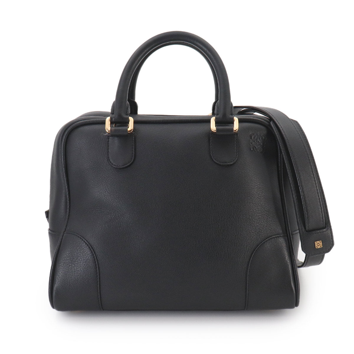 Amazona 75 Medium 2way Hand Shoulder Bag Leather Black Purse
