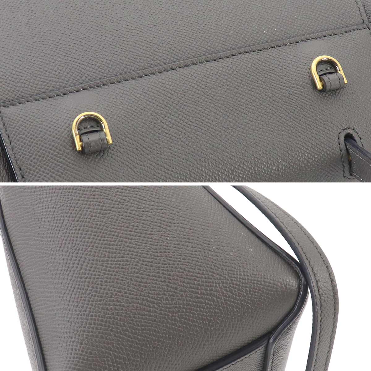 Belt Bag Nano 2way Hand Shoulder Bag Leather Gray 189003