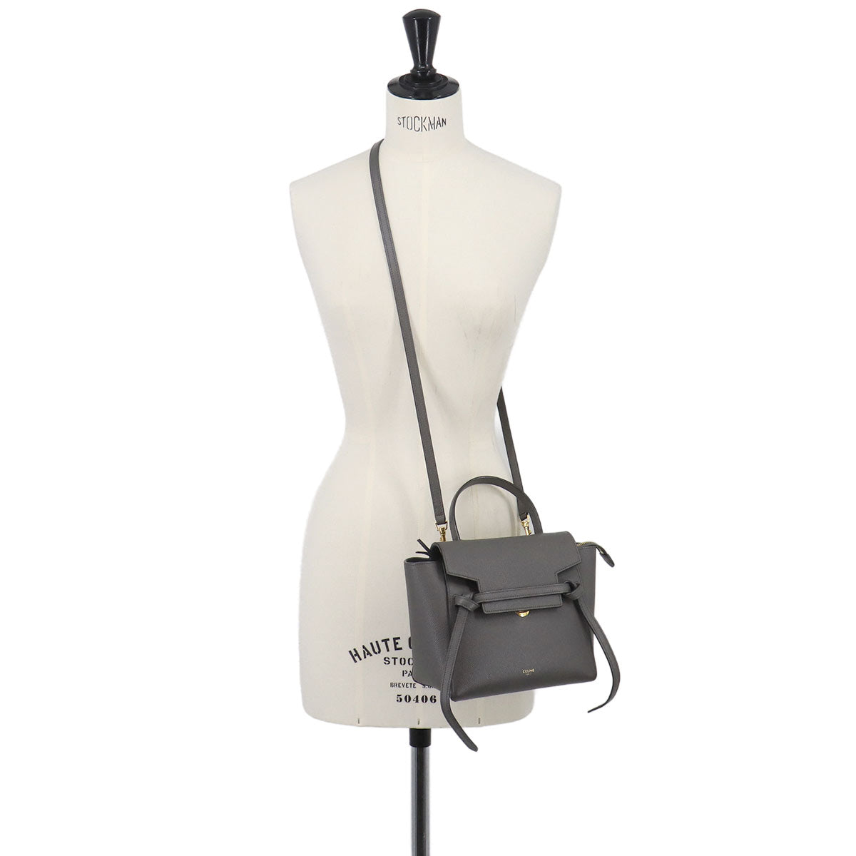 Belt Bag Nano 2way Hand Shoulder Bag Leather Gray 189003