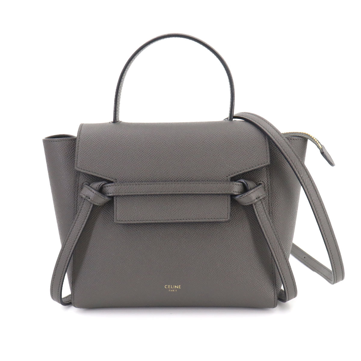 Belt Bag Nano 2way Hand Shoulder Bag Leather Gray 189003
