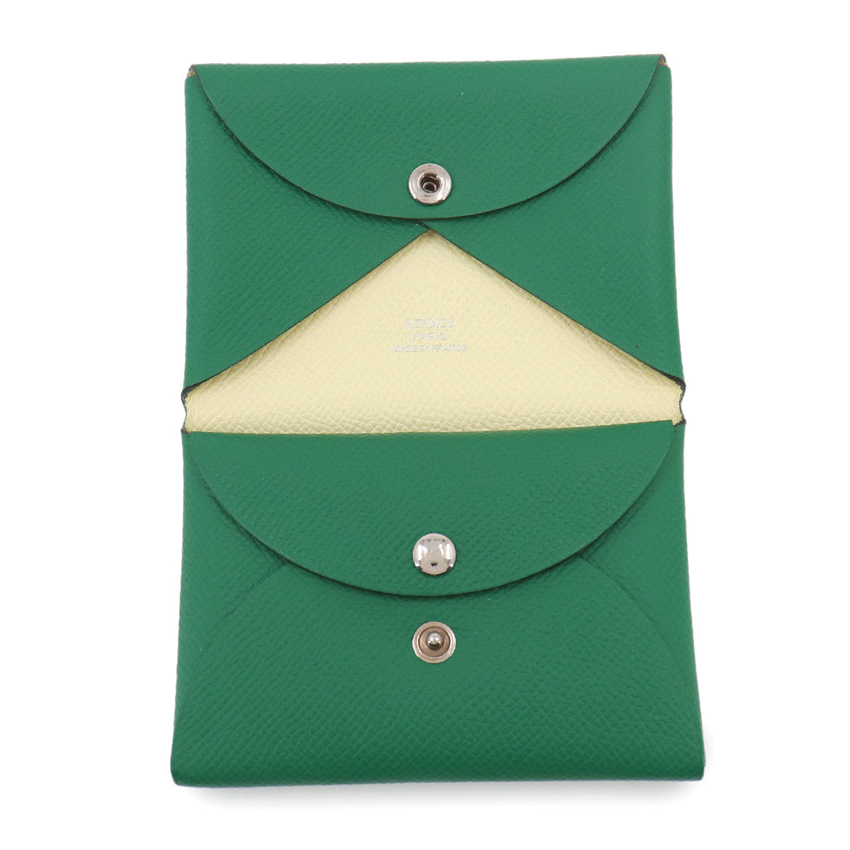 Calvi Duo Verso Card Case Epsom Vert Vertigo Jaune Milton