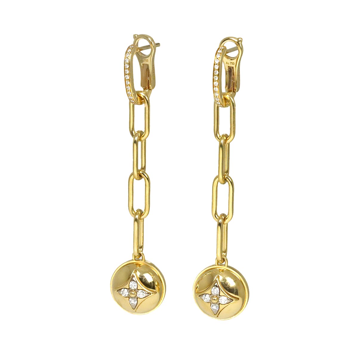 Blossom Diamond Earrings Pierced 18K YG 750