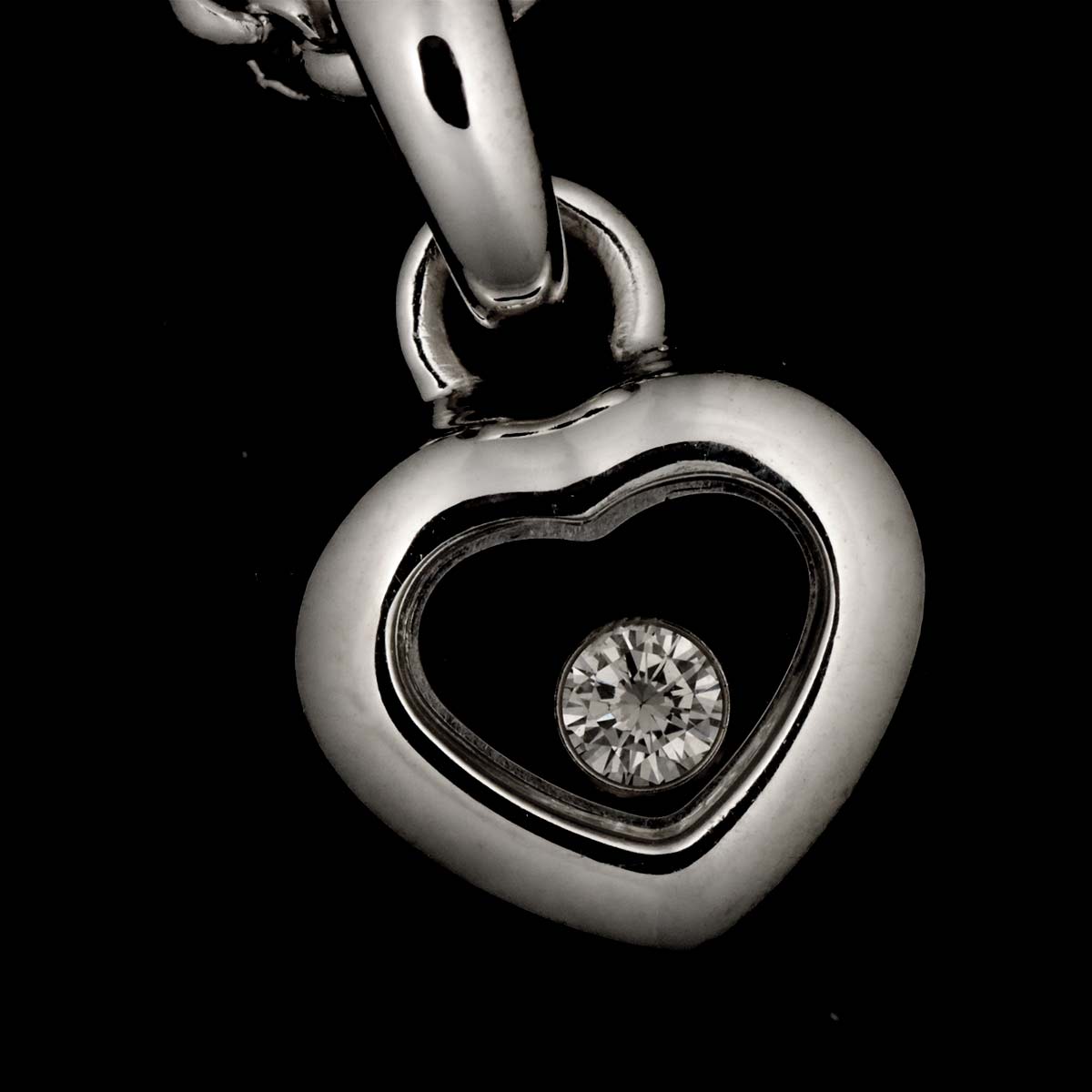 Happy Diamond Heart Necklace 18K White Gold 750