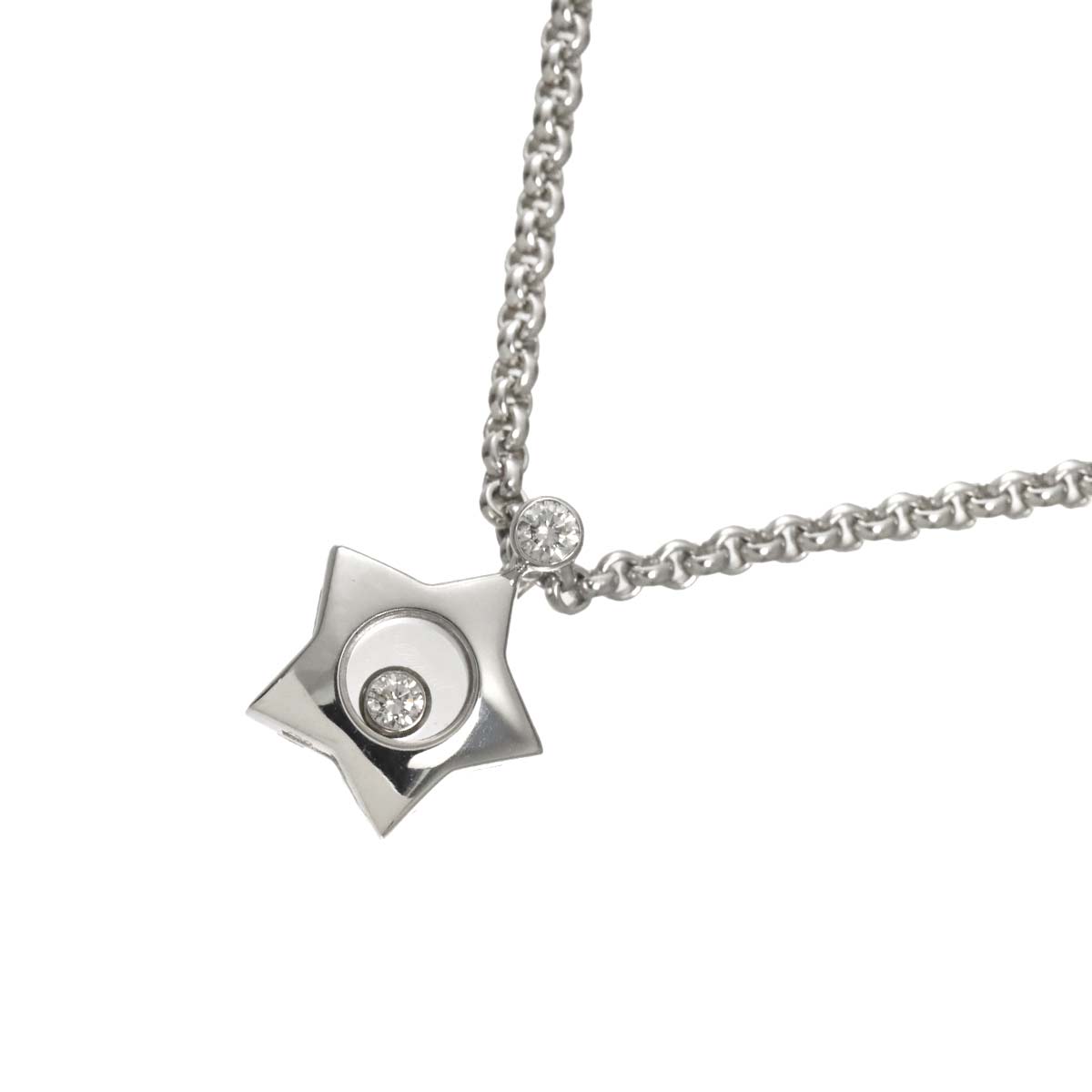 Happy Diamond Star Necklace 18K White Gold 750