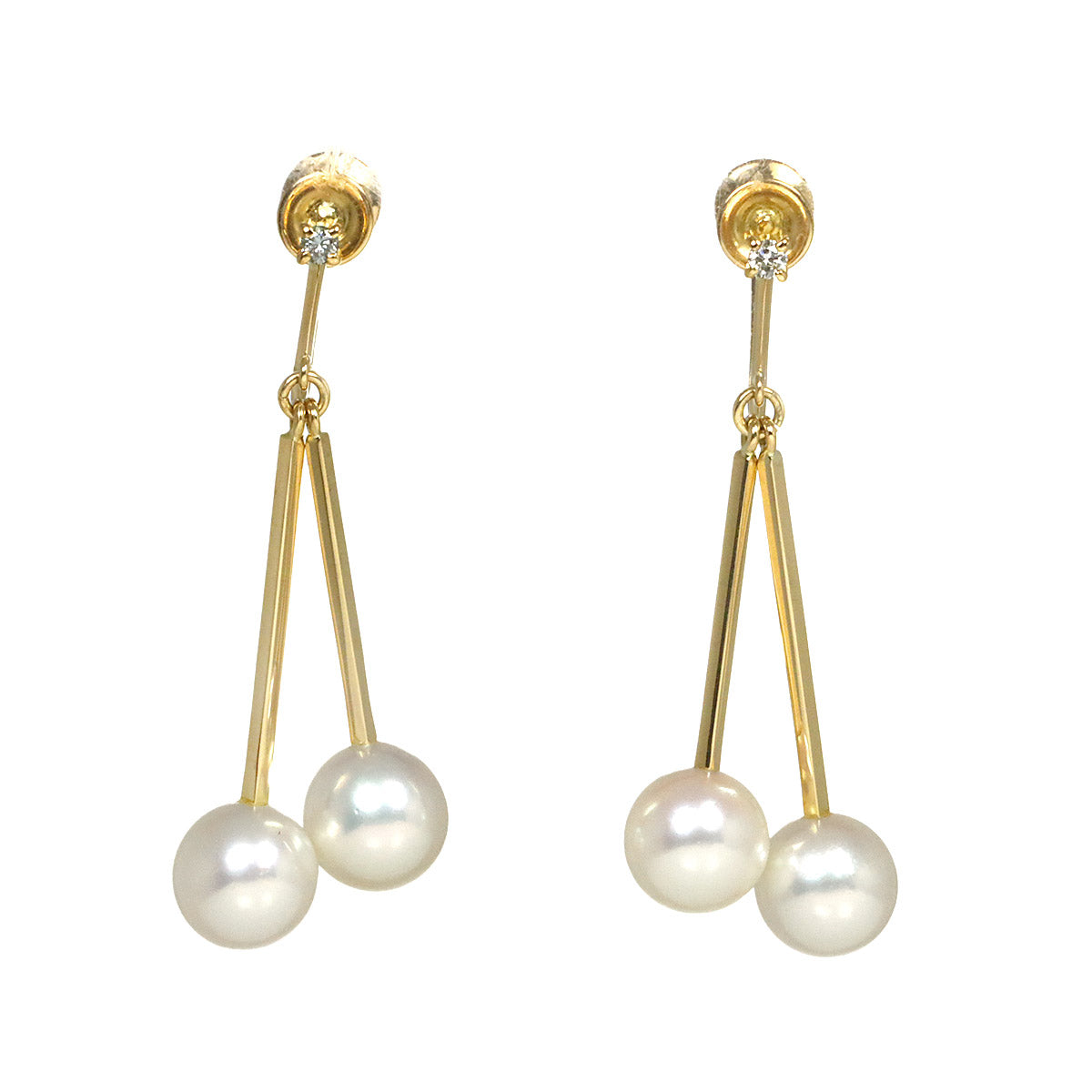 Akoya Pearl 7.1mm Earrings 18K YG 750