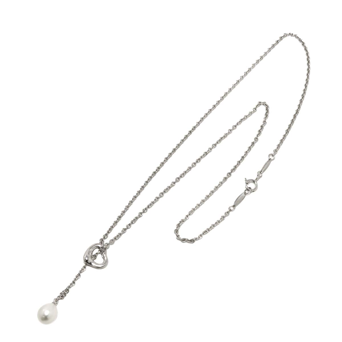 Open Heart Lariat Freshwater cultured pearl Necklace SV 925