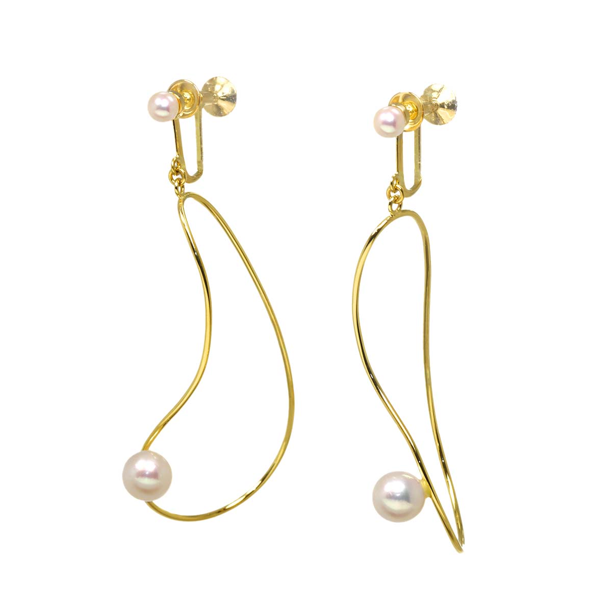 Akoya Pearl 6.2-3.7mm Earrings 18K Yellow Gold 750