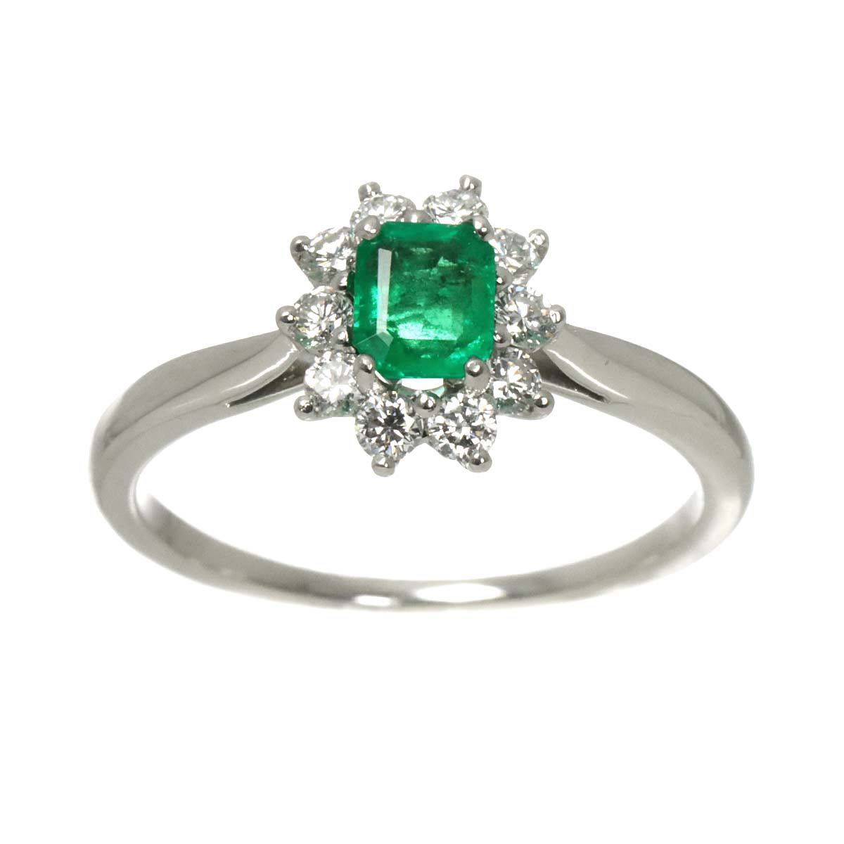 Emerald Diamond 0.37ct Ring Platinum Size6.75-7.25(US)