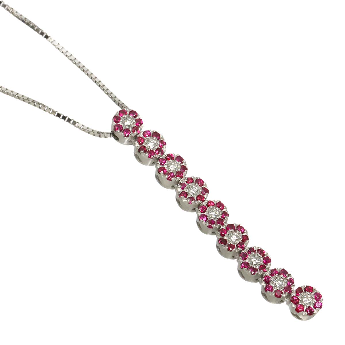 Ruby Diamond Necklace 18K WG 750