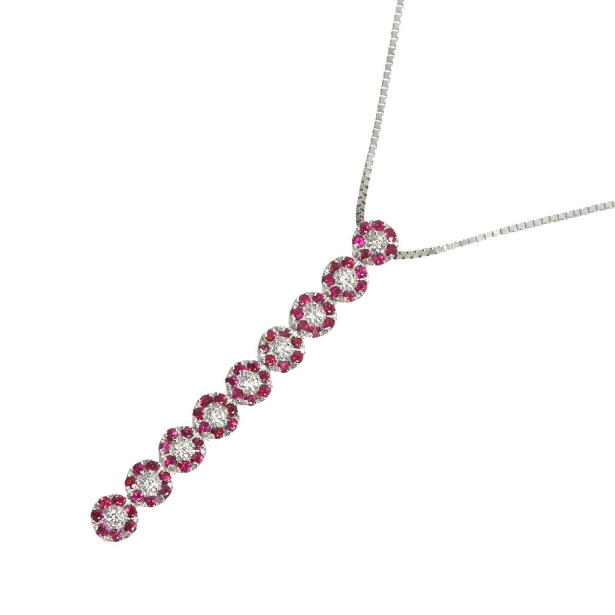 Ruby Diamond Necklace 18K WG 750
