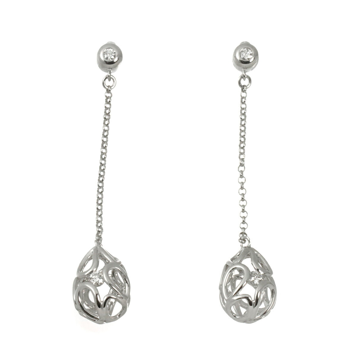 Diamond 0.03ct/0.03ct Earrings Pierced 18K WG 750