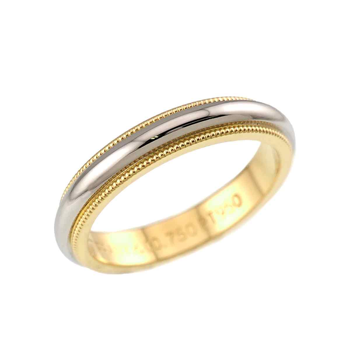 Milgrain Band Ring 18K 750 YG Pt Platinum Size5.5-5.75(US)