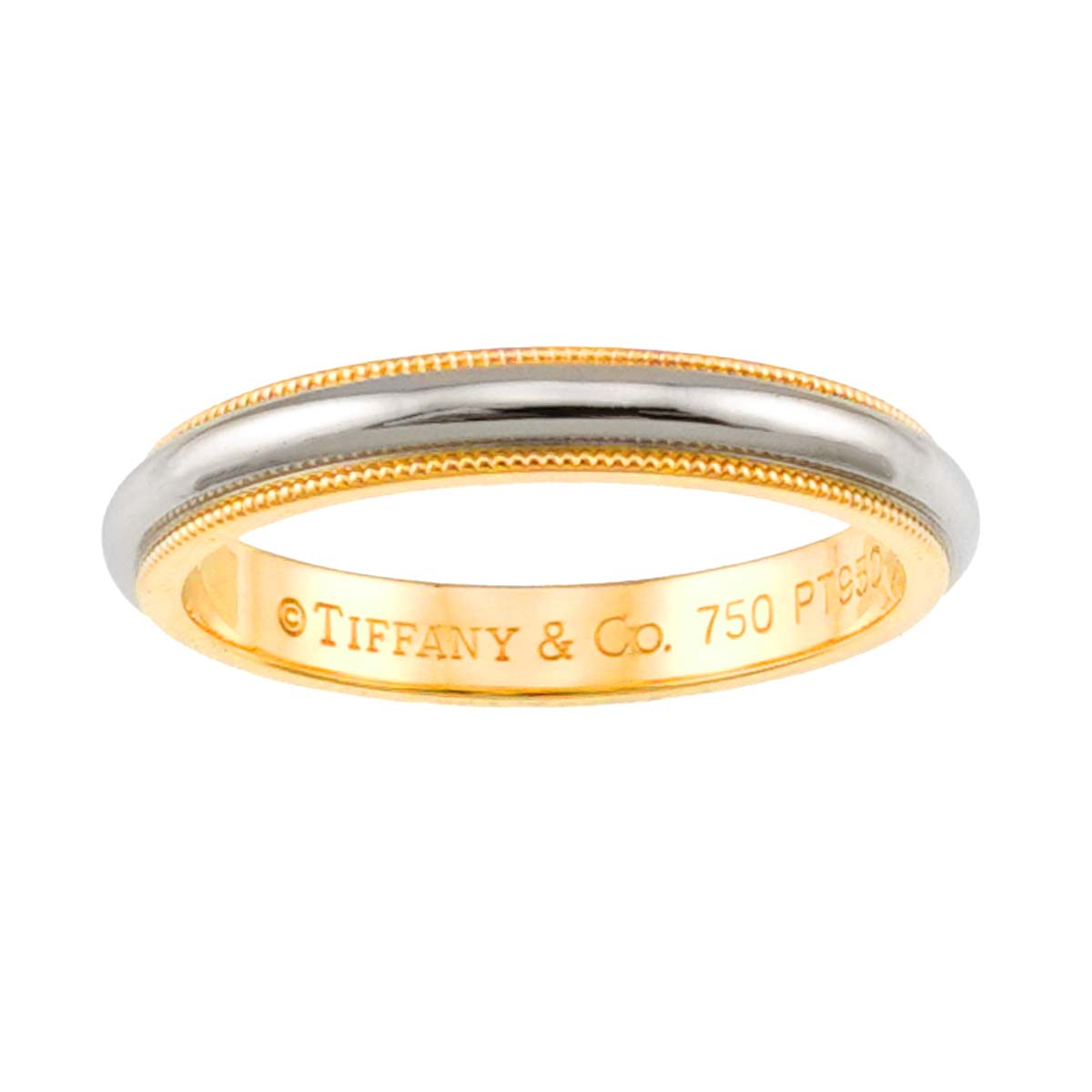 Milgrain Band Ring 18K 750 YG Platinum Size8.75(US)