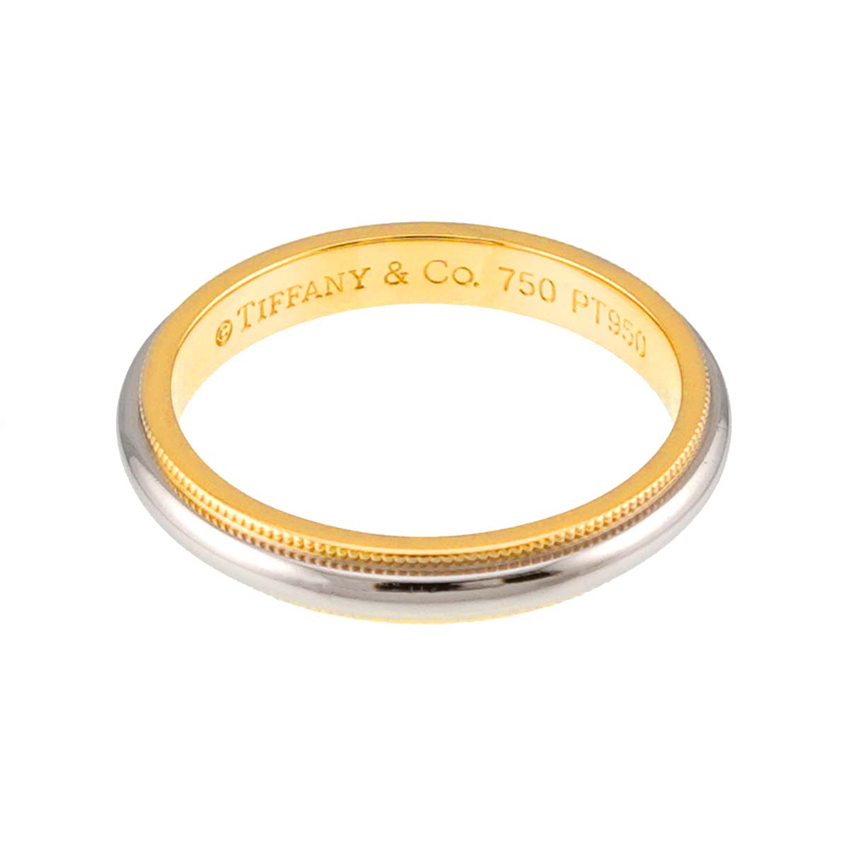 Milgrain Band Ring 18K 750 YG Platinum Size8.75(US)