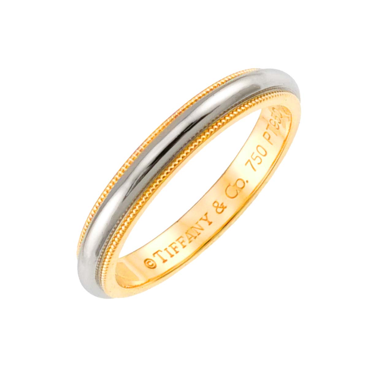 Milgrain Band Ring 18K 750 YG Platinum Size8.75(US)