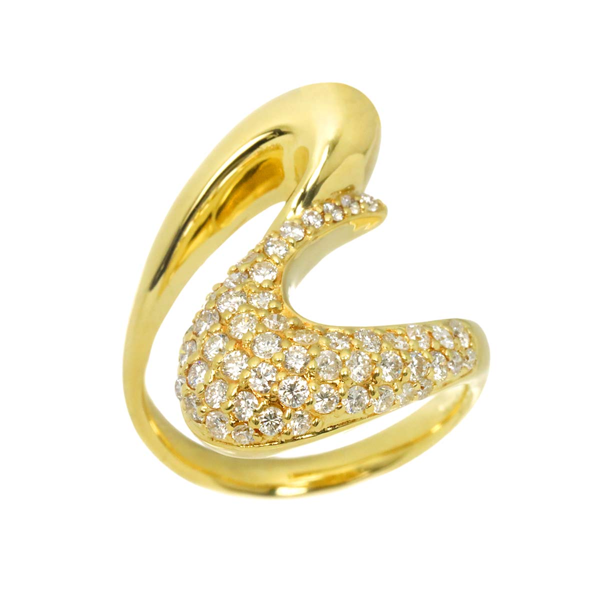 Diamond 0.80ct Ring 18K YG Yellow Gold 750 Size5-5.25(US)