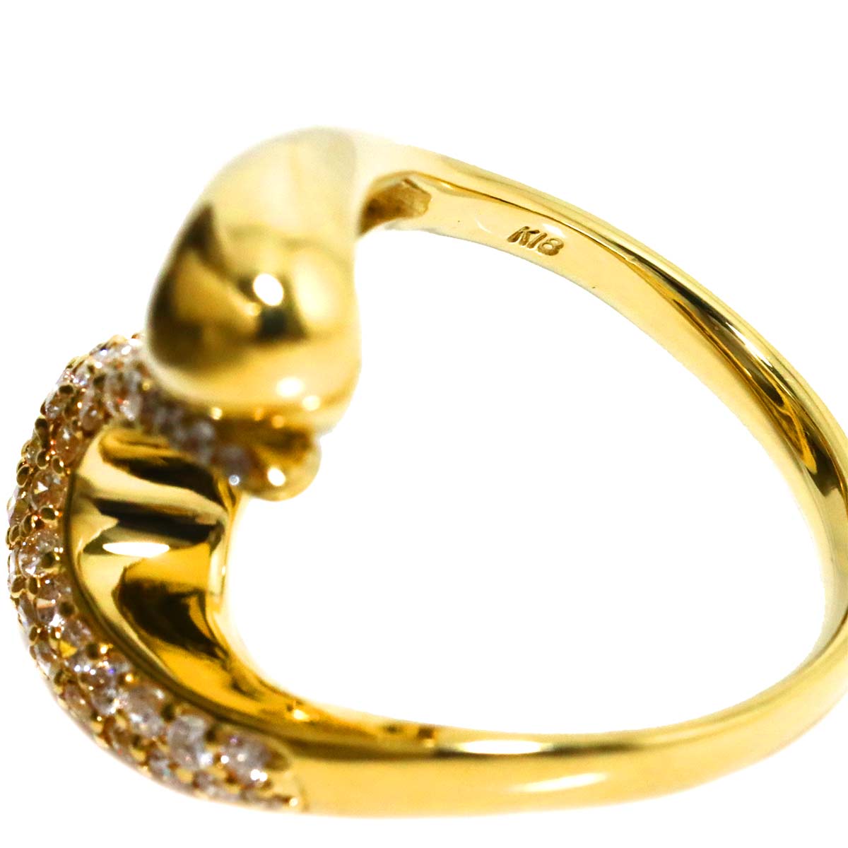Diamond 0.80ct Ring 18K YG Yellow Gold 750 Size5-5.25(US)