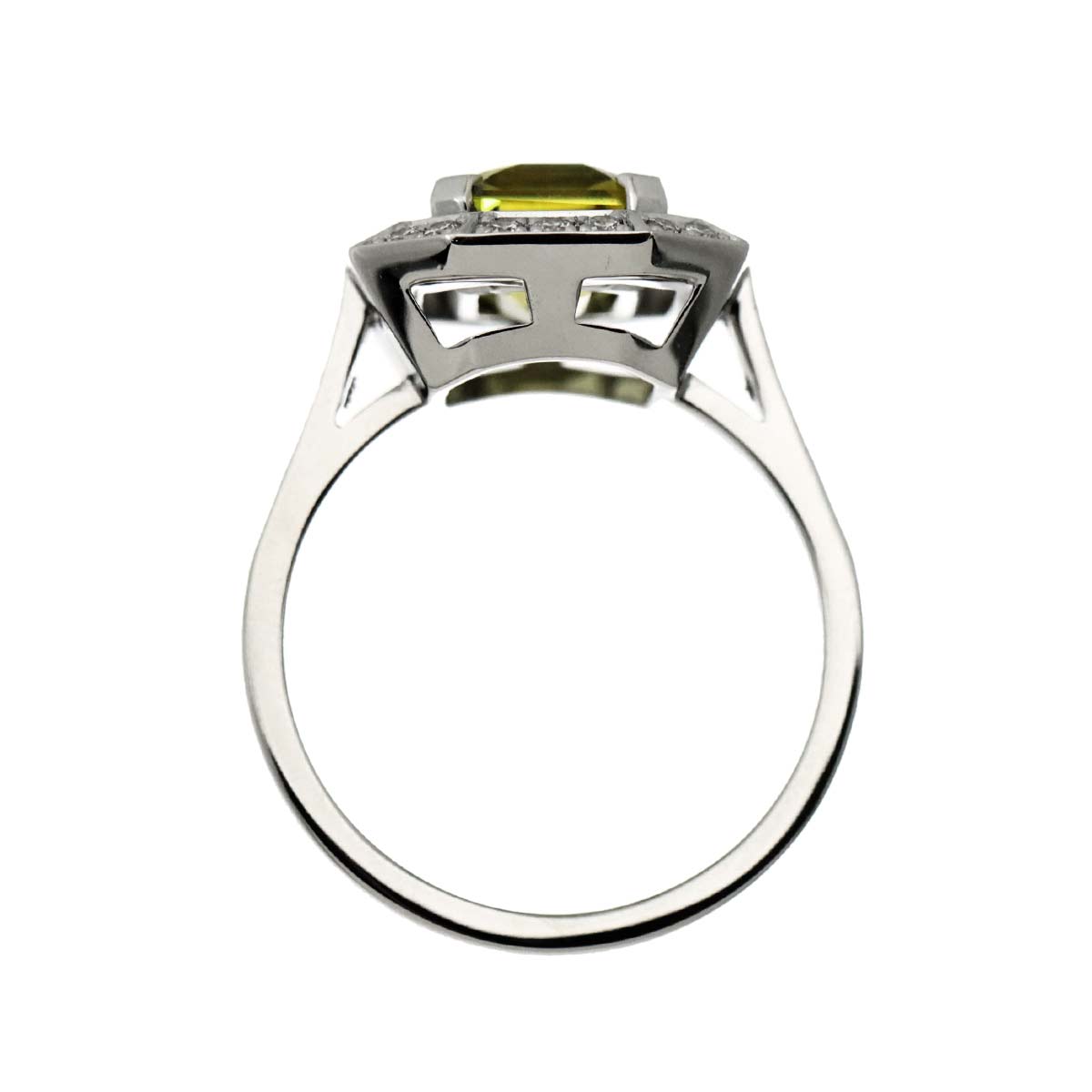 Chrysoberyl Diamond Ring 18K K18 WG size7.5-7.75(US)