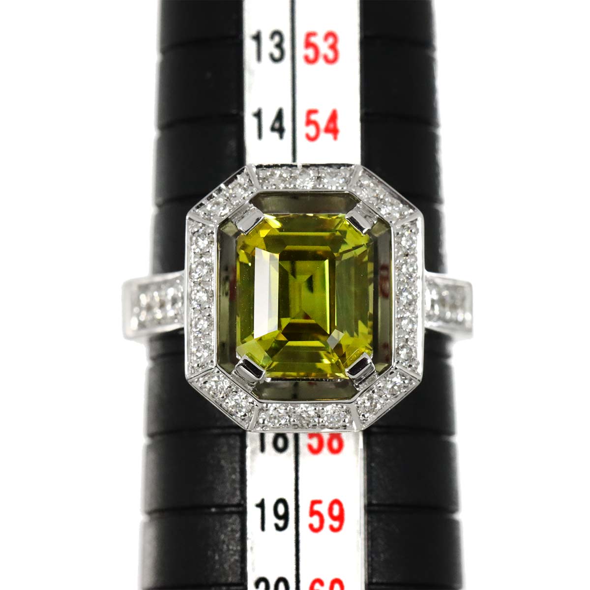 Chrysoberyl Diamond Ring 18K K18 WG size7.5-7.75(US)