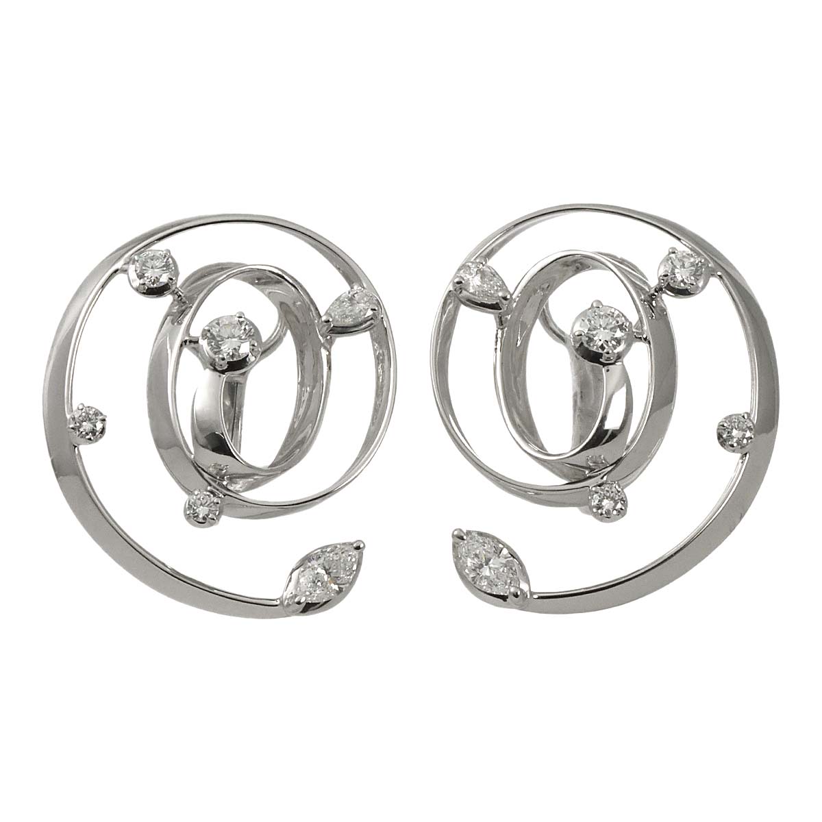 Diamond 0.53ct/0.48ct Earrings Clip on 18K White Gold 750